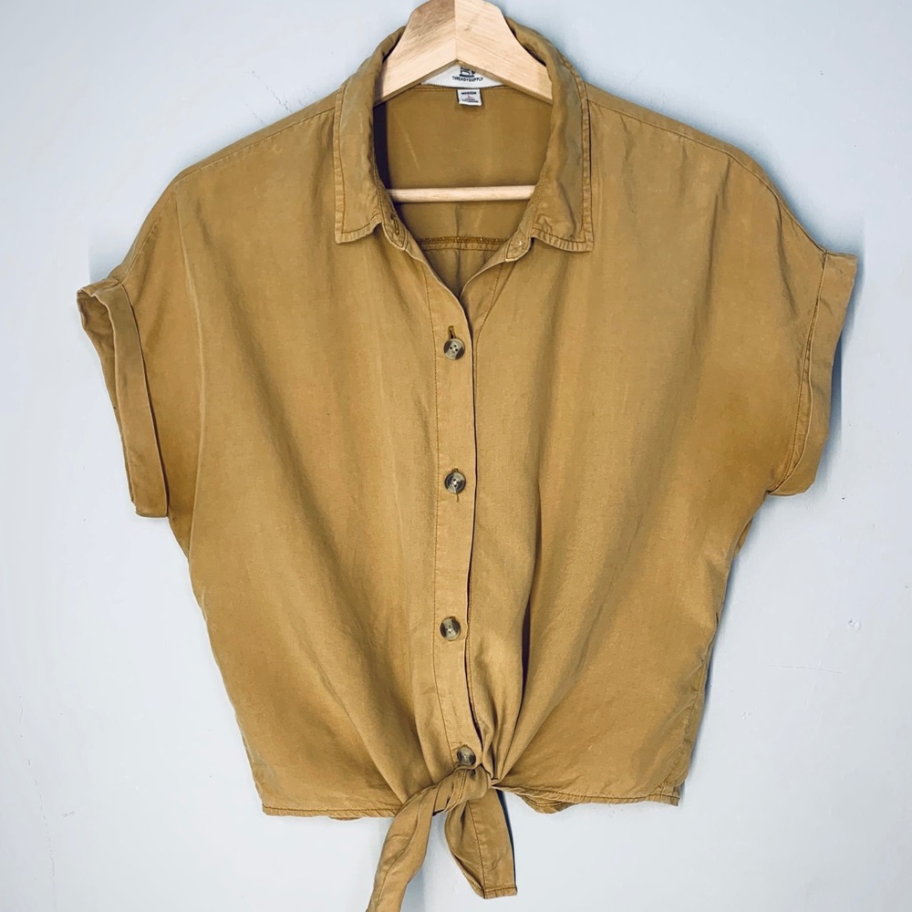 Thread & Supply front knotted short sleeve top